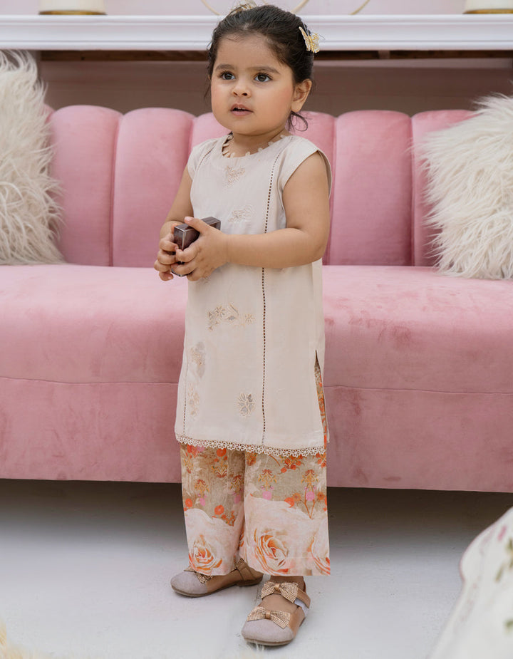 Silk Beige Stitched Suit - J. Junaid Jamshed