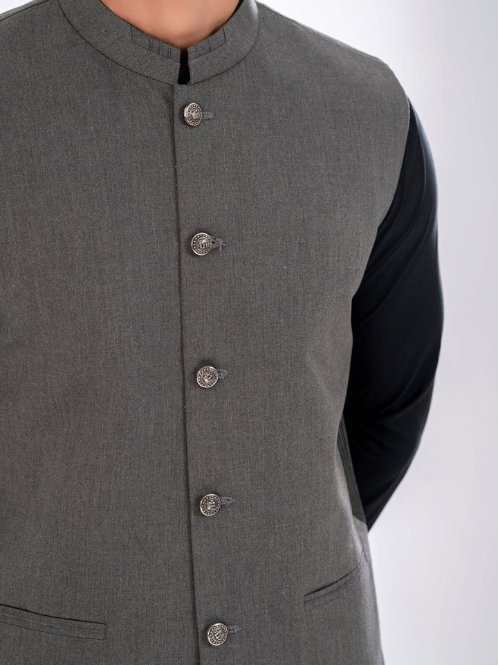 Blended Olive Green Waist Coat - Almirah