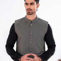 Blended Olive Green Waist Coat - Almirah