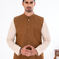 Blended Beige Waist Coat - Almirah