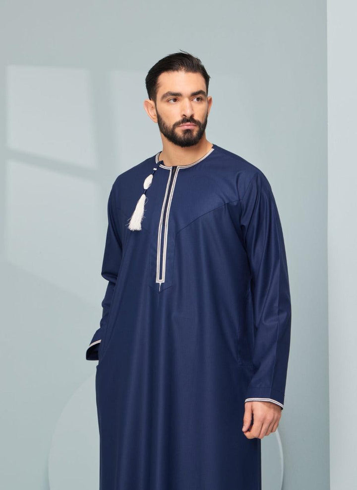 Omaar Navy and Cream Premium Jubba - Jiah