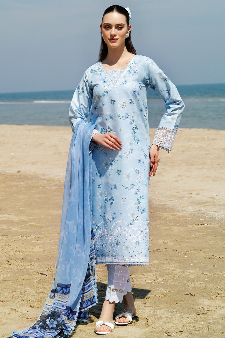 Moonlit Blue - Farasha Printed Essentials Stitched