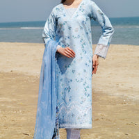 Moonlit Blue - Farasha Printed Essentials Stitched