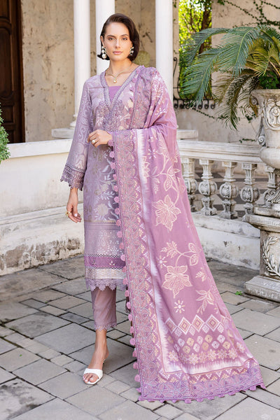 Embroidered Lawn Jacquard Purple Stitched Suit - Nureh