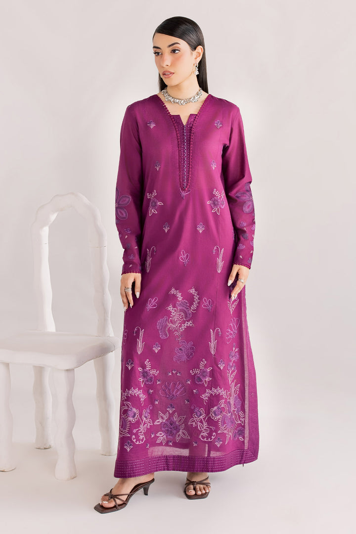 Embroidered Lawn Magenta Stitched Suit - Nureh