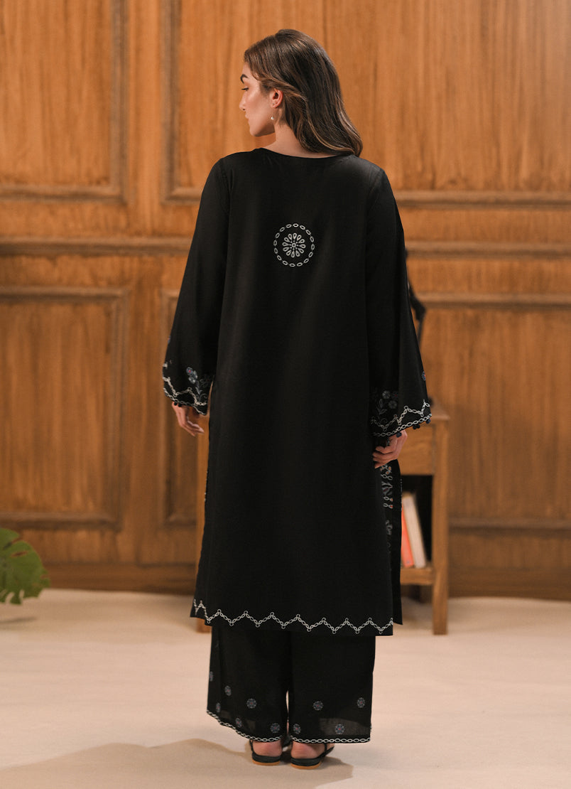 Cotton Satin Black Stitched Suit - Image