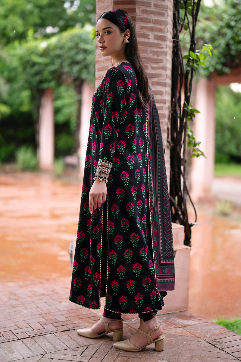 Digital Printed Embroidered Viscose Black Stitched Suit - Jazmin