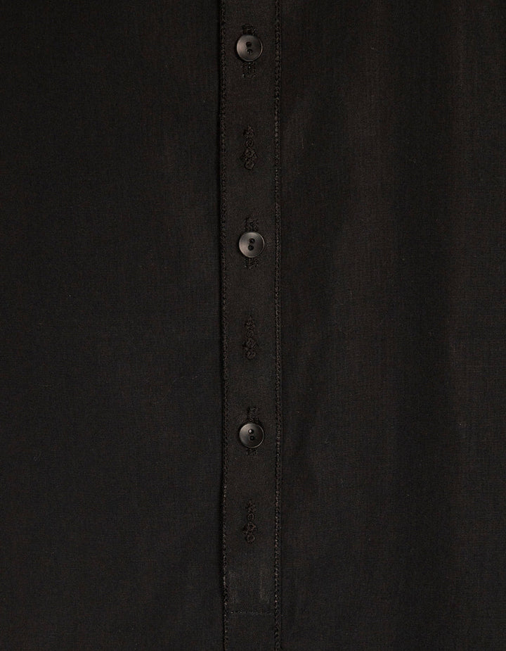 Blended Black Kurta - J. Junaid Jamshed