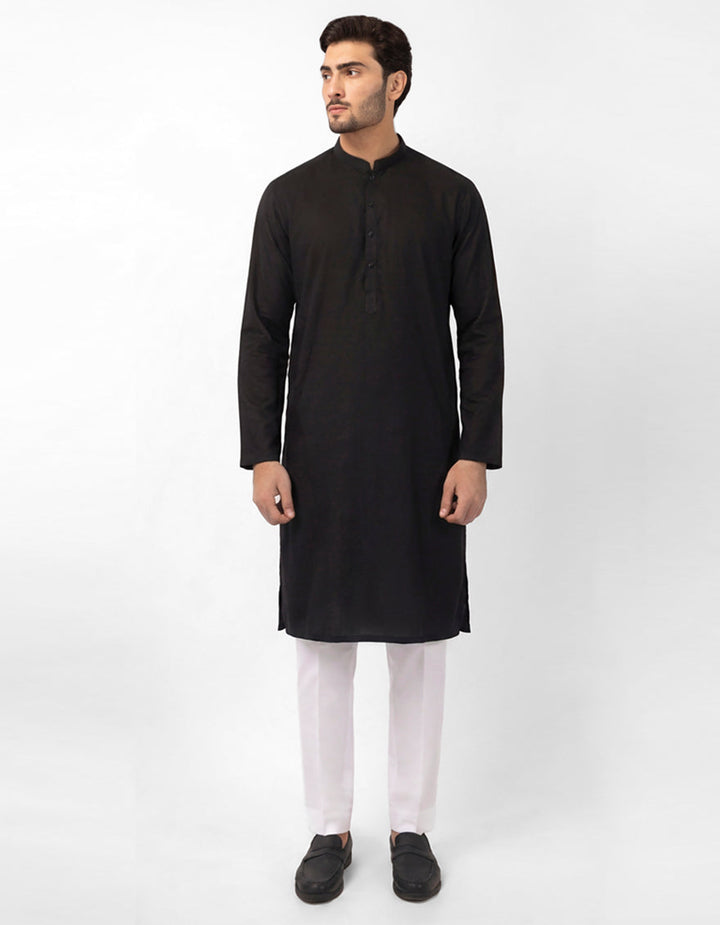 Blended Black Kurta - J. Junaid Jamshed