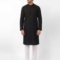 Blended Black Kurta - J. Junaid Jamshed