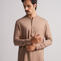 Blended Brown Kurta Trouser - J. Junaid Jamshed