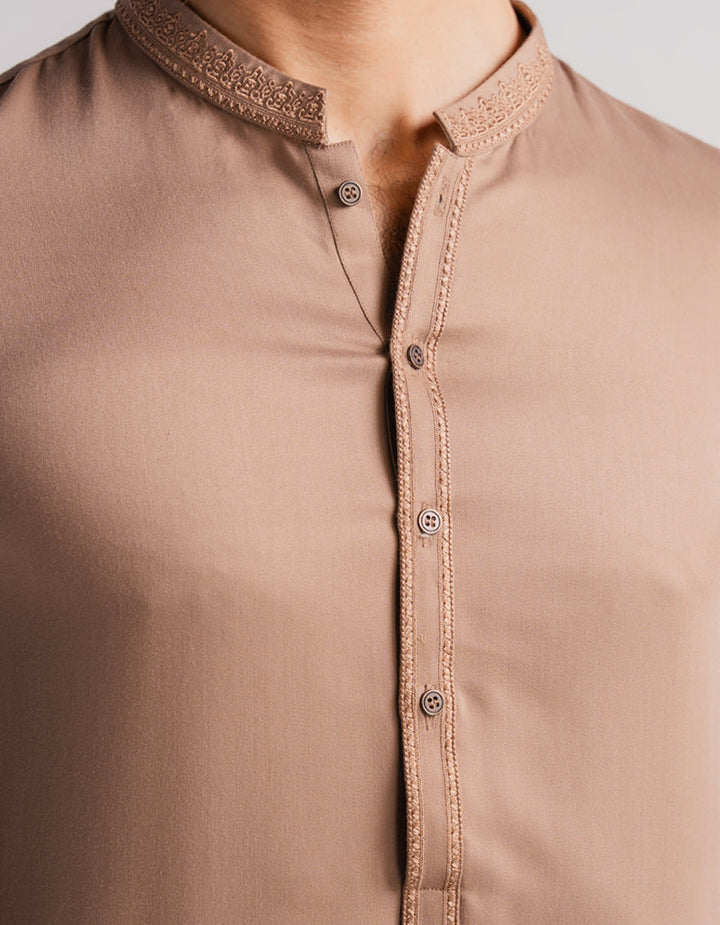 Blended Brown Shalwar Kameez - J. Junaid Jamshed