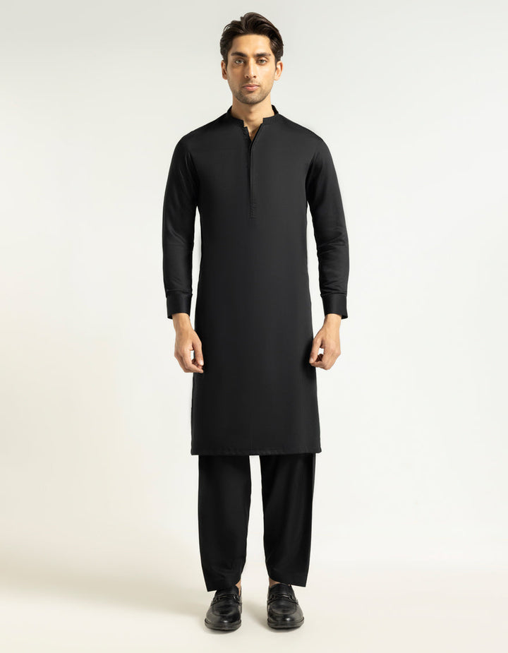 Blended Black Shalwar Kameez - J. Junaid Jamshed