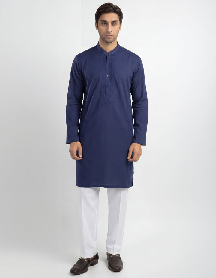 Cotton Blue Kurta - J. Junaid Jamshed