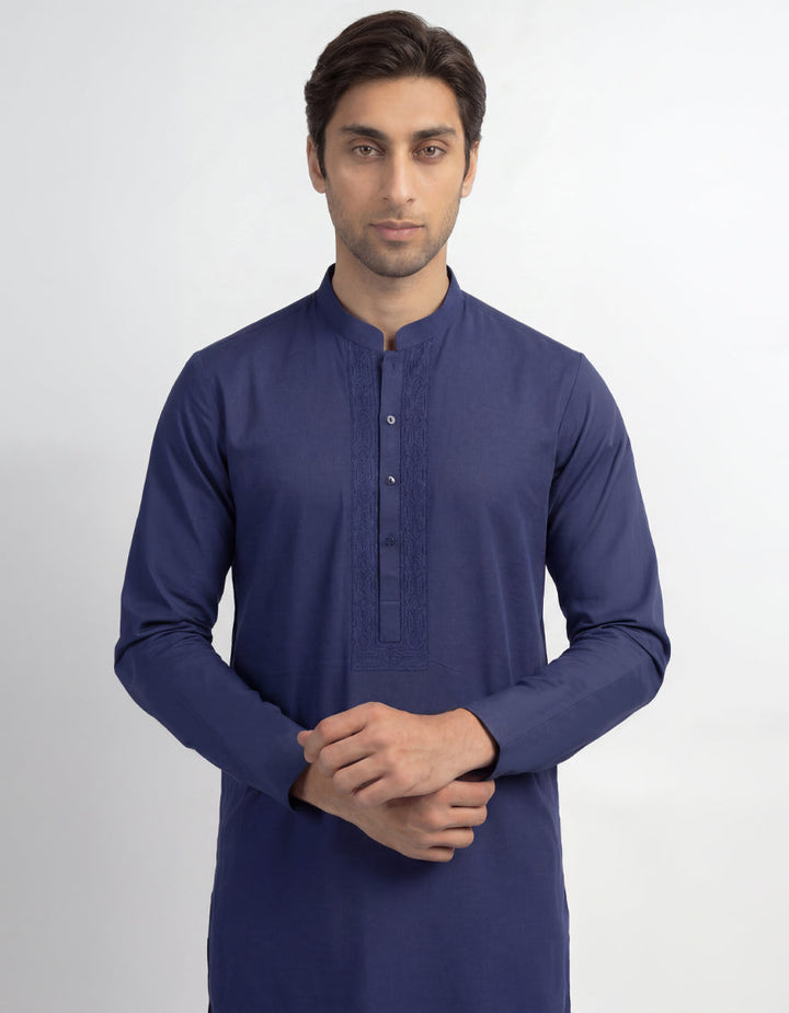 Cotton Blue Kurta - J. Junaid Jamshed