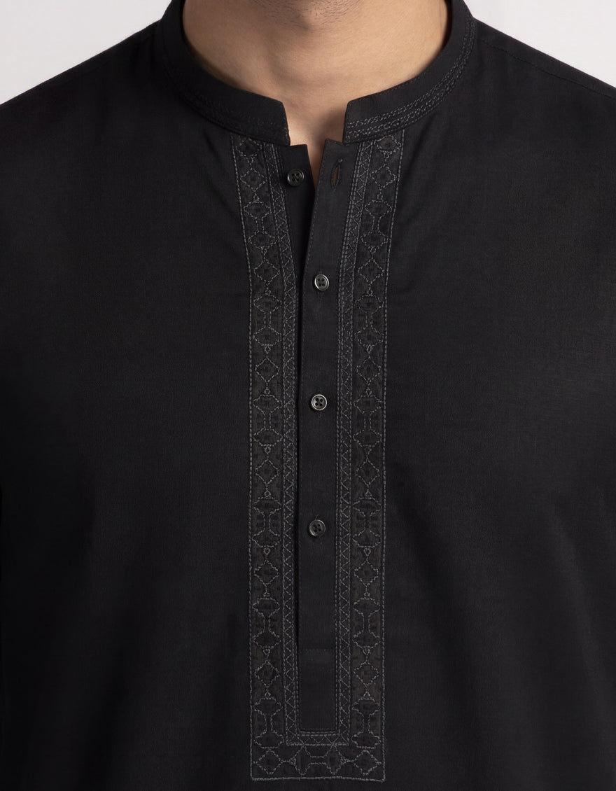 Cotton Black Kurta - J. Junaid Jamshed