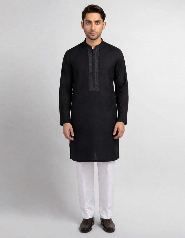 Cotton Black Kurta - J. Junaid Jamshed
