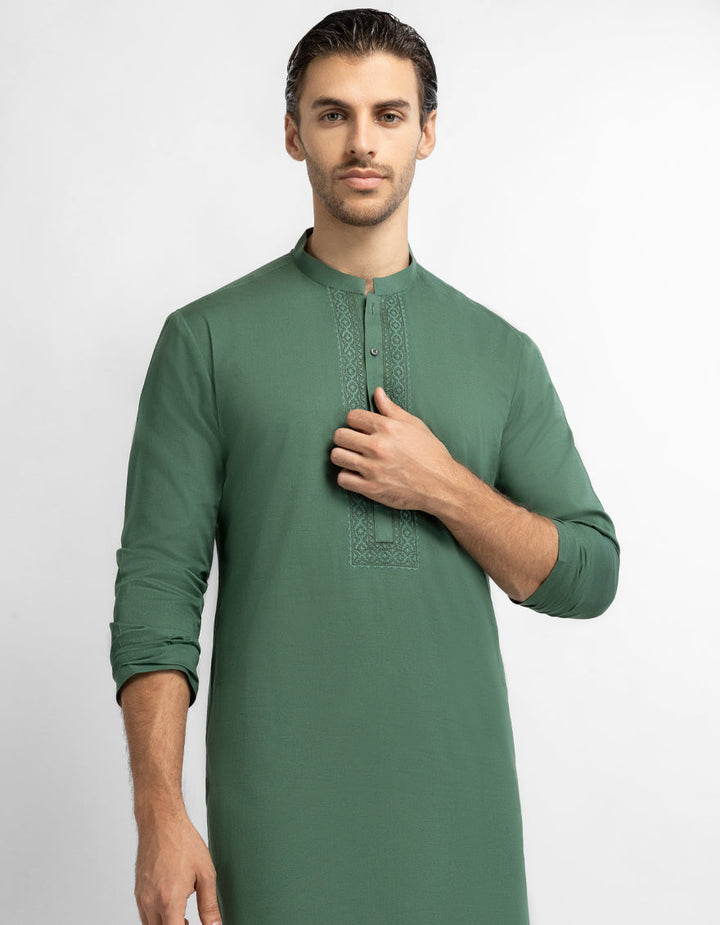 Cotton Green Kurta - J. Junaid Jamshed