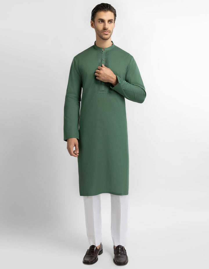 Cotton Green Kurta - J. Junaid Jamshed