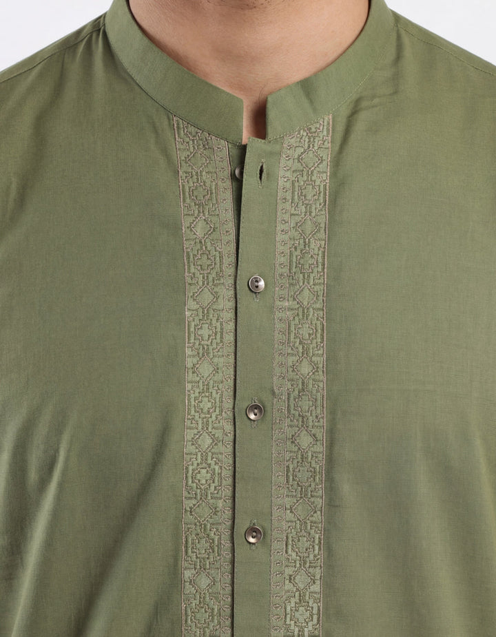 Cotton Green Kurta - J. Junaid Jamshed