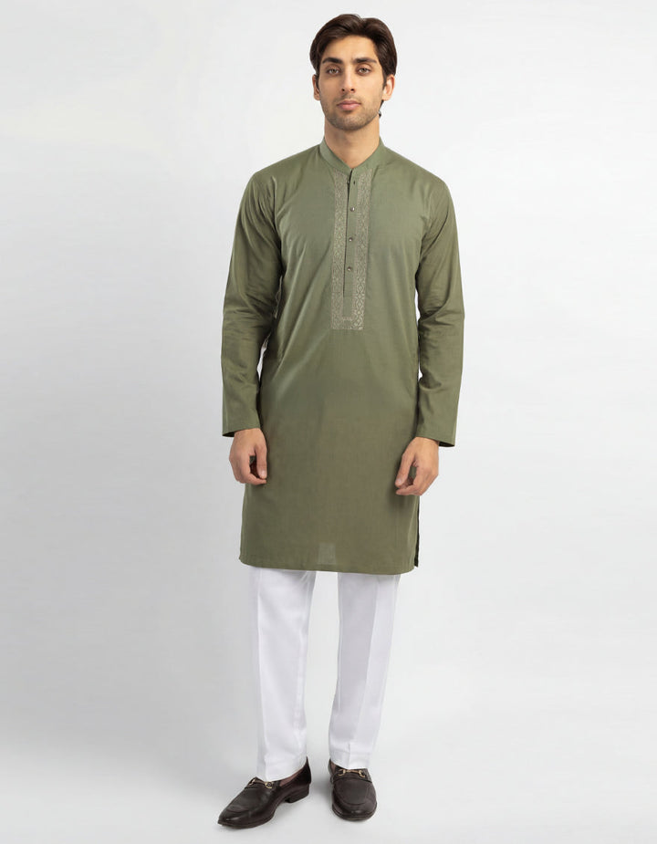 Cotton Green Kurta - J. Junaid Jamshed