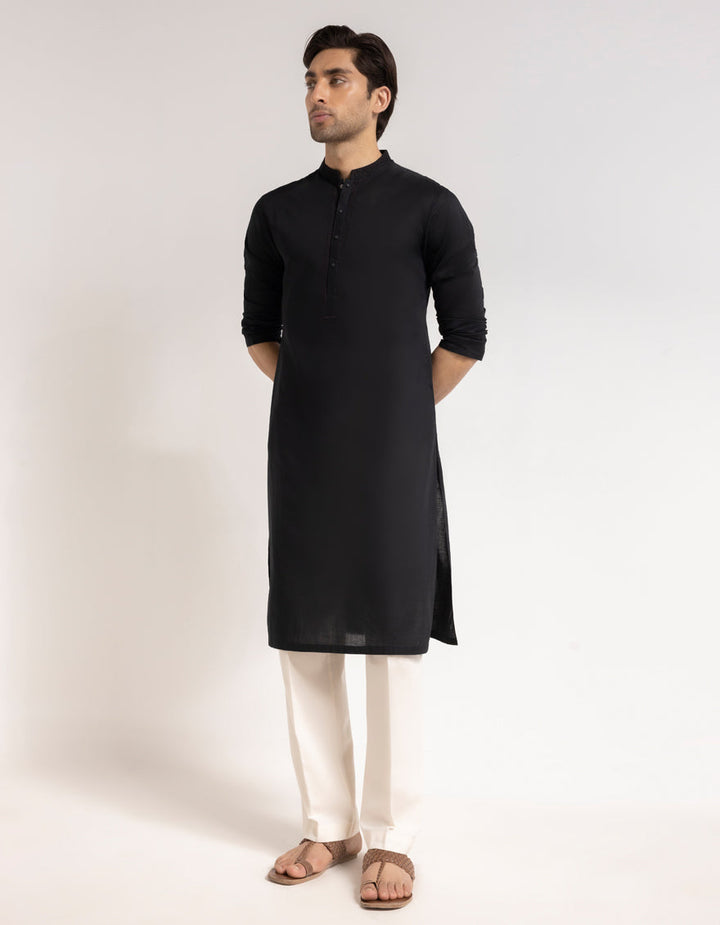 Cotton Black Kurta - J. Junaid Jamshed