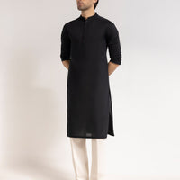 Cotton Black Kurta - J. Junaid Jamshed
