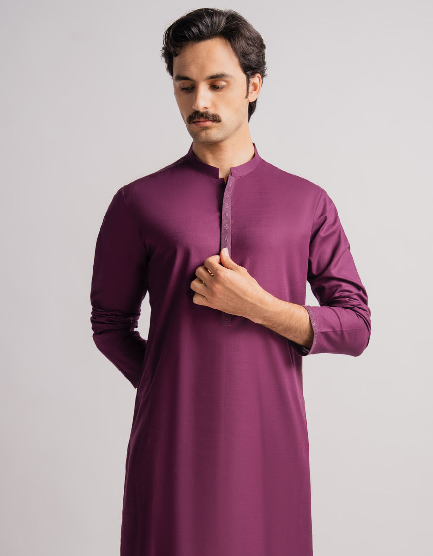 Cotton Purple Kurta - J. Junaid Jamshed