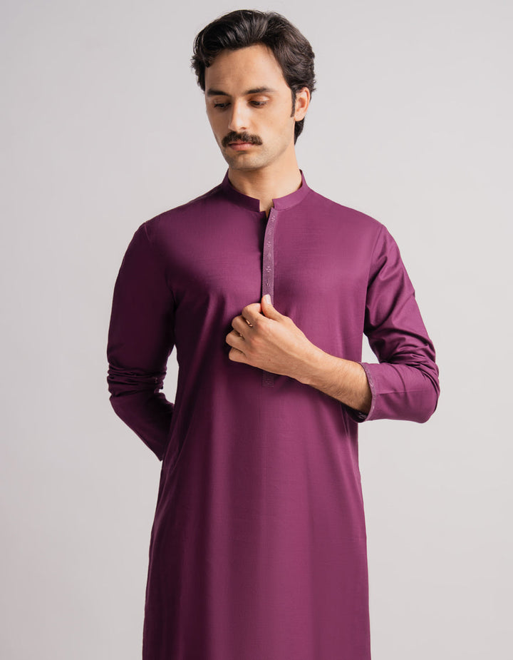 Cotton Purple Kurta - J. Junaid Jamshed