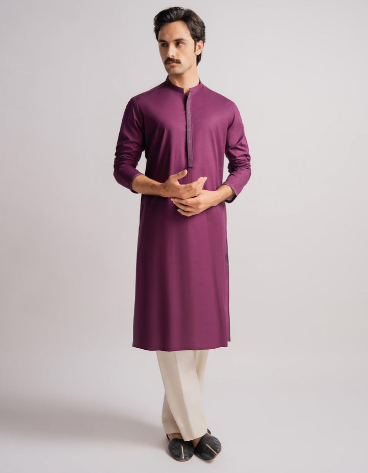 Cotton Purple Kurta - J. Junaid Jamshed