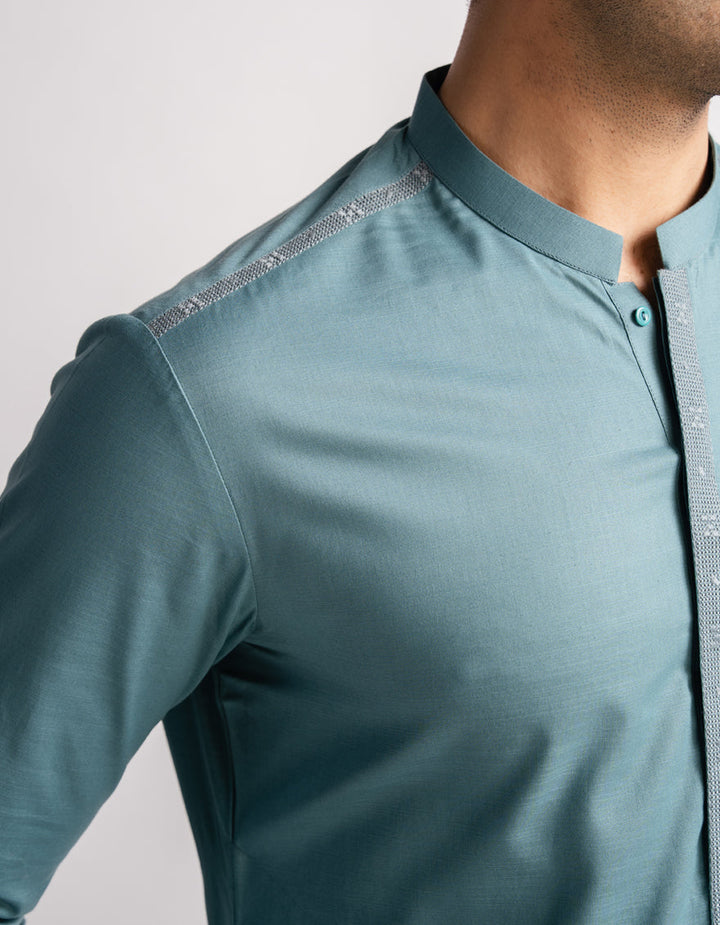 Blended Turquoise Kurta - J. Junaid Jamshed