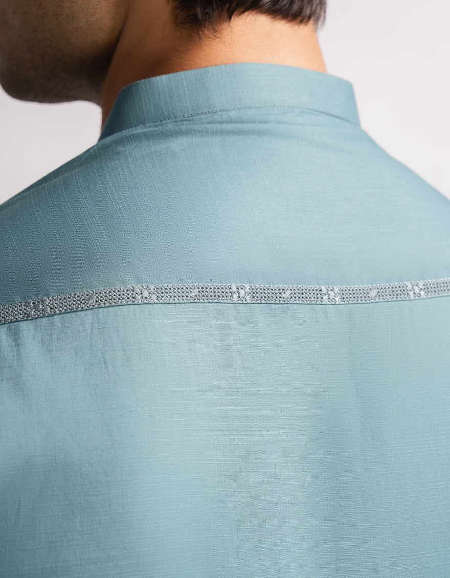 Blended Turquoise Kurta - J. Junaid Jamshed