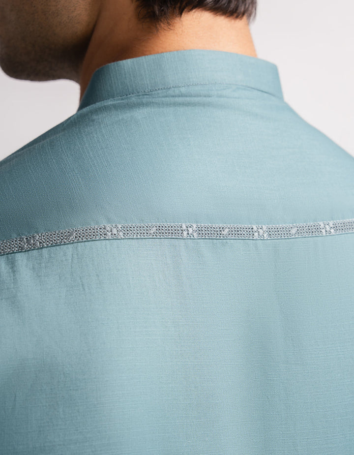 Blended Turquoise Kurta - J. Junaid Jamshed