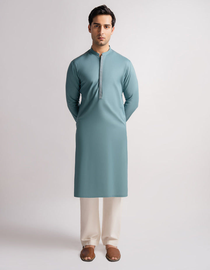 Blended Turquoise Kurta - J. Junaid Jamshed