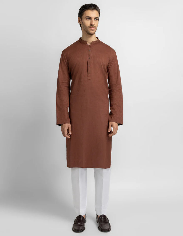 Cotton Brown Kurta - J. Junaid Jamshed