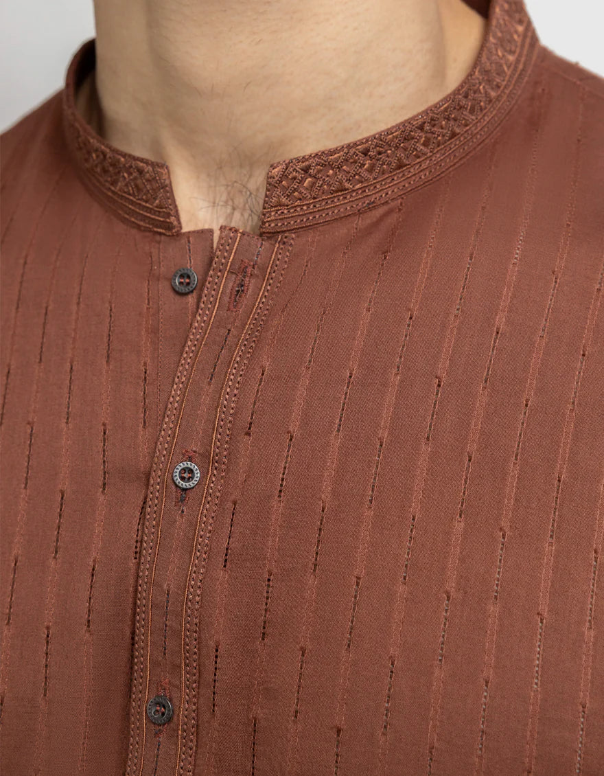 Cotton Brown Kurta - J. Junaid Jamshed