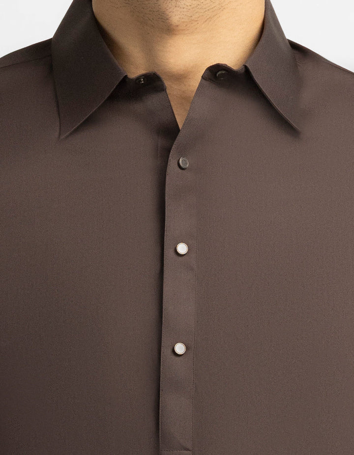 Cotton Dark Brown Shalwar Kameez - J. Junaid Jamshed