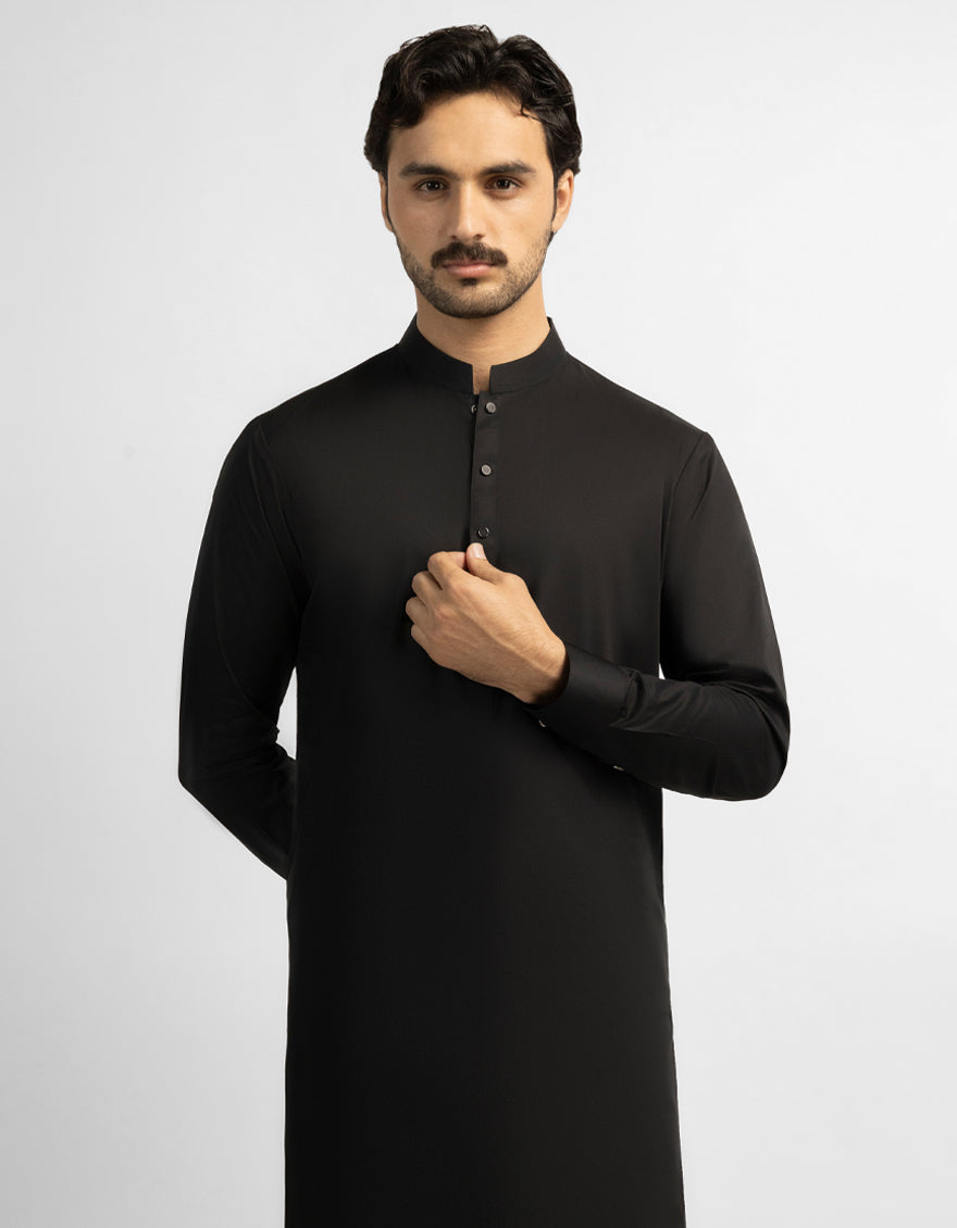Cotton Black Shalwar Kameez - J. Junaid Jamshed