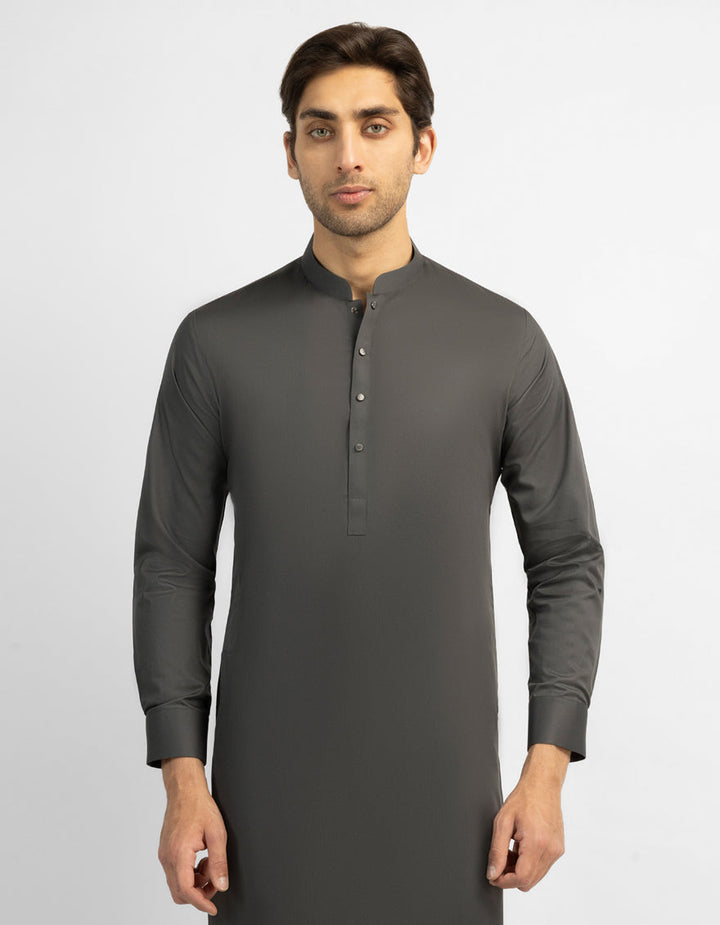 Cotton Heter Grey Kurta Trouser - J. Junaid Jamshed