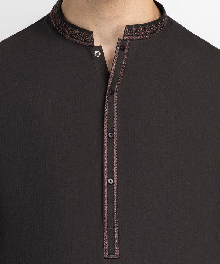 Blended Brown Shalwar Kameez - J. Junaid Jamshed