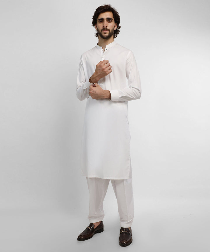 Blended White Shalwar Kameez - J. Junaid Jamshed