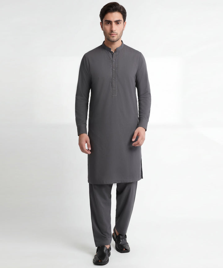 Blended Grey Shalwar Kameez - J. Junaid Jamshed