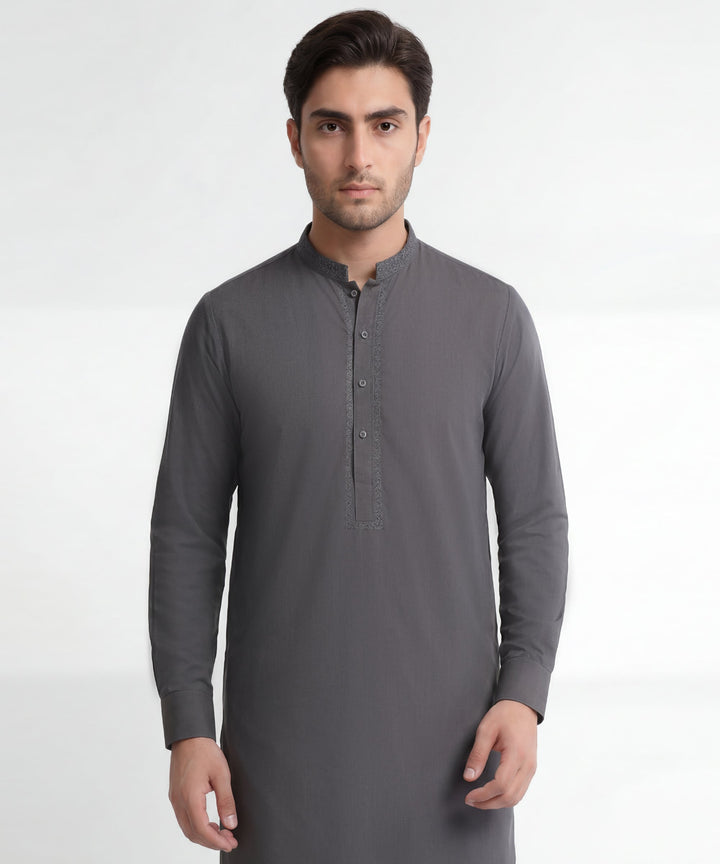 Blended Grey Shalwar Kameez - J. Junaid Jamshed