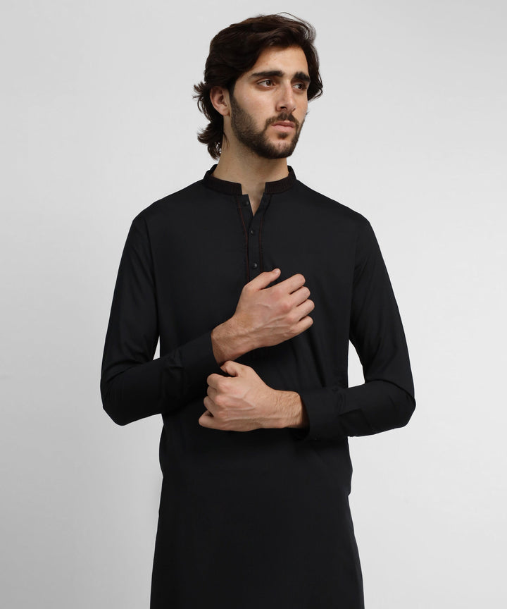 Blended Black Kurta Trouser - J. Junaid Jamshed