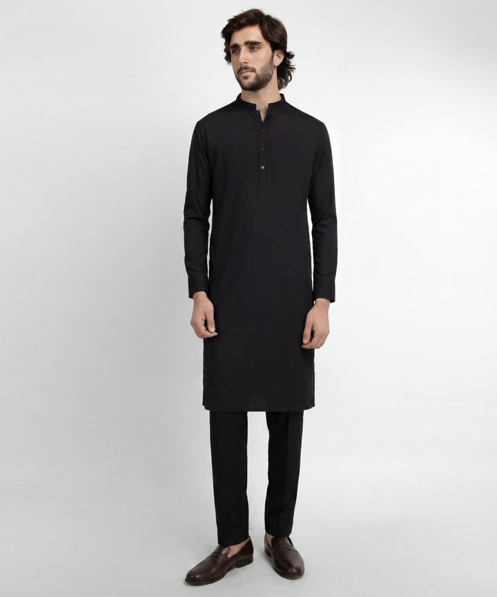 Blended Black Kurta Trouser - J. Junaid Jamshed