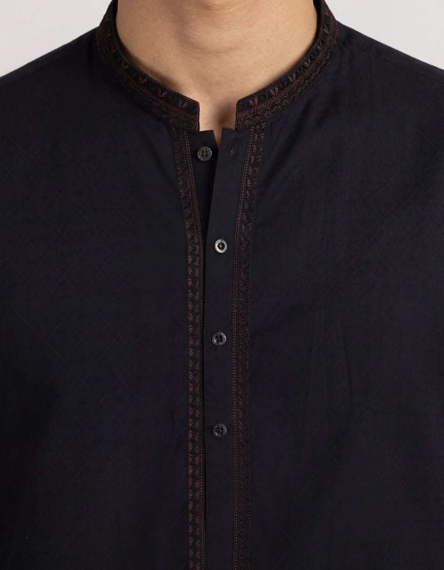Cotton Black Kurta - J. Junaid Jamshed