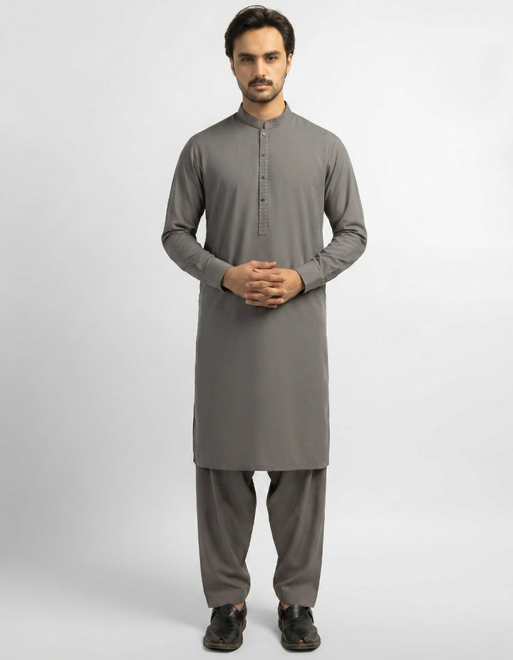 Blended Grey Shalwar Kameez - J. Junaid Jamshed