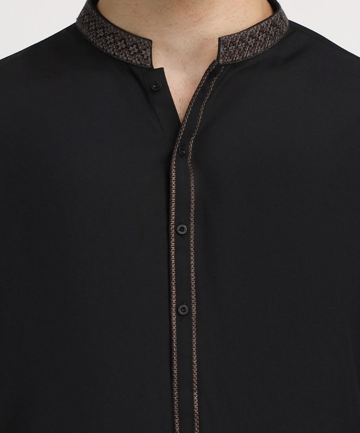 Blended Black Kurta Trouser - J. Junaid Jamshed