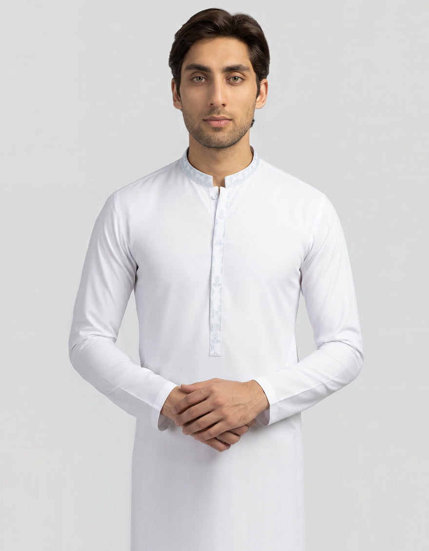 Cotton White Kurta - J. Junaid Jamshed