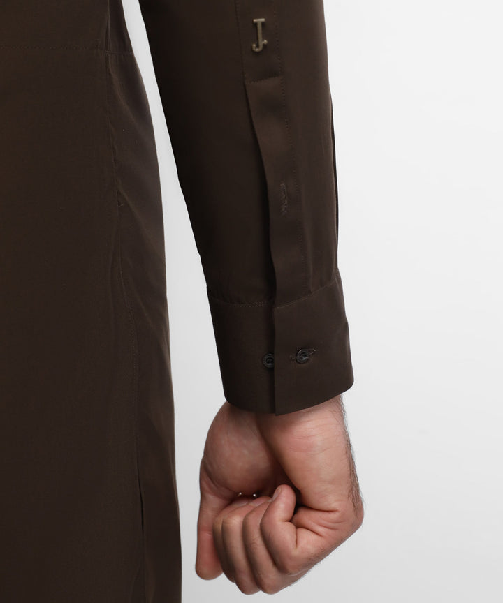 Blended Dark Brown Kurta Trouser - J. Junaid Jamshed